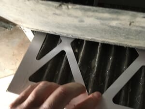 Dirty filter coming out of a broken furnace